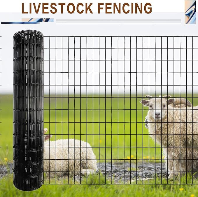 Tongmo 4 ft x 50 ft Black PVC Coated Welded Wire Fence, 16GA Garden Chicken Wire Fence Roll, Mesh Size 2" x 4" Hardware Cloth, Ideal for Yard Protection and Poultry Netting - color: Black, size: 4ft*50ft