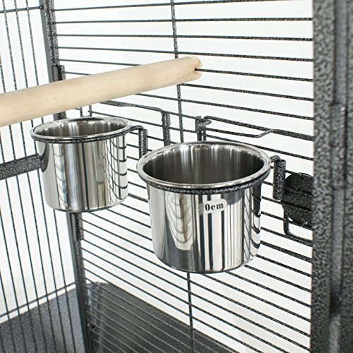 61 inch Iron Bird Cage, Play Top Parrot Cage with Rolling Stand for Parrot Cockatiels Parakeet Cage Macaw Finch Cockatoo Perch Pet House, Black - size: 25.6"L x 25.6"W x 61.0"H