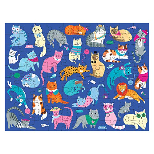 Mudpuppy Cats and Dogs Double-Sided Puzzle, 100 Pieces, 22”x16.5” – Perfect Family Puzzle for Ages 6+ - Colorful Illustrations of Dogs on One Side and Cats on the Other – Two Fun Puzzles in One Box - style: Cats & Dogs