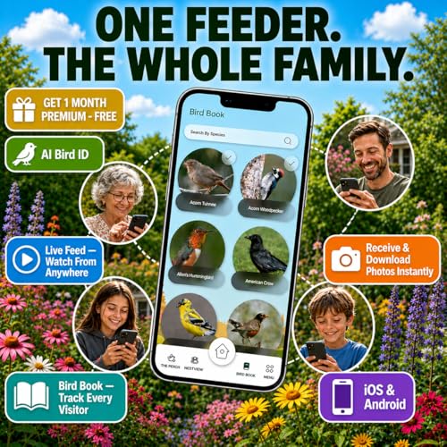 FeatherSnap Smart Bird Feeder with Camera – Solar Powered, AI Bird ID, 1080p HD Night Vision – Includes Mounting Pole – Bird Feeder with Pole