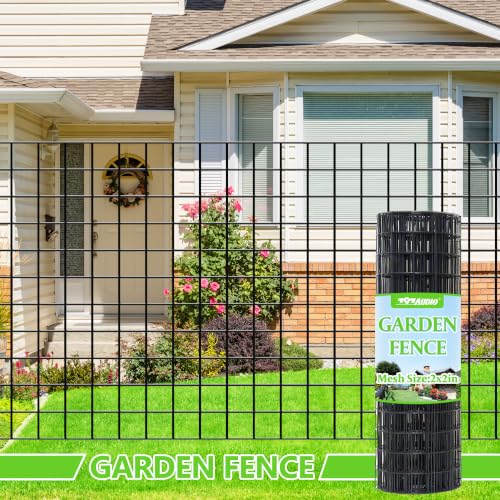 Black PVC Coated Welded Wire Fencing,2"x2" 16 Gauge,60inch H x 100ft L Garden Wire Fence Roll,2/3/4/5/6ft Tall x 50/100 ft Long Vinyl Coating Metal Wire Mesh for Yard,Farm,Dog,Vegetable Protection - color: Black, size: 2"x2" 60inx100ft