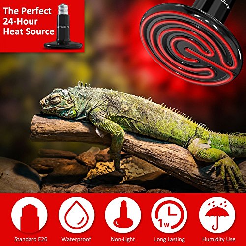2-Pack 200W Reptile Ceramic Heat Lamp,E27 110V Infrared Heat Emitter Bulb,No Harm No Light Infrared Heat Emitter Brooder Lamp for Pet Coop Heater Reptile Chicken Turtle Heating Light Lamp,Black