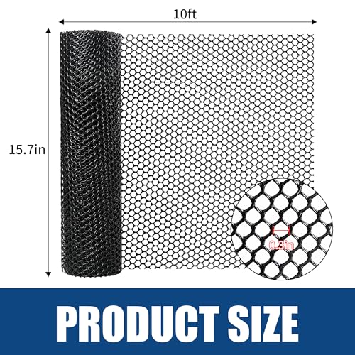 Heavy Duty Black Plastic Chicken Wire Mesh 15.7in*10ft | Easy to cut and bend, no sharp edges. Ideal for poultry, rabbits, dogs, garden beds, balcony screens, floral guards & DIY. - color: 10ft Black