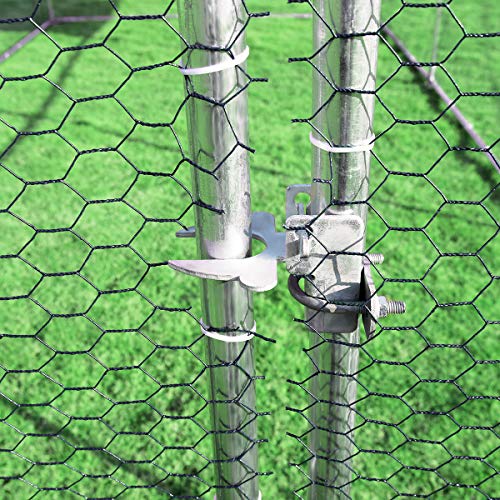 Giantex 9.2ft Large Metal Chicken Coop, Walk-in Chicken Coops Hen Run House Shade Cage with Waterproof and Sun Protection Cover for Outdoor Backyard Farm Use Poultry Cage (9.2 x 6.2 ft, Flat) - size: 110.5"L x 75.0"W x 77.0"H