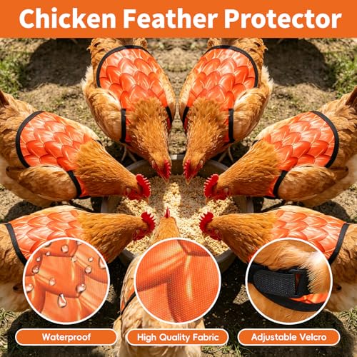 Chicken Saddle for Hens, Chicken Apron Hen Saddle with Adjustable Straps, Waterproof Poultry Feather Cover Vest for Small Medium Hens