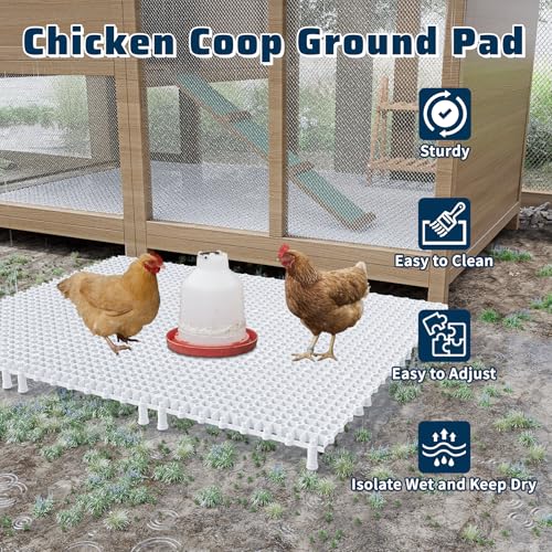 Chicken Coop Ground Pads, 9 Pack Chicken Coop Walking Pads Raise Above Ground Avoid Water and Moisture,Plastic Chicken Coop Mats Fits for Chicken Active or Eating Area,Chicken Coop Accessories