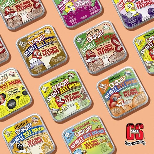 C&S Pecan Delight No Melt Suet Dough, Suet Cakes for Wild Birds Including Nuthatches, Woodpeckers, Chickadees and More, 11.75 Ounces, Pack of 8 - size: 1.47 Ounce (Pack of 8), style: Pecan, 8 Pack