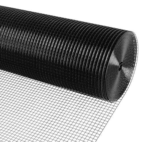 Black Vinyl Coated Hardware Cloth 1/2 Inch 48inx100ft 19 Gauge, Welded Wire Fencing Chicken Wire Mesh Roll Cage Wire Netting - size: 1/2" 48" x 100'