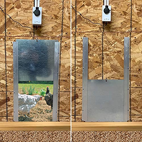 Opener with Motor & Timer (1 Year Warranty) | Heavy Duty | Made USA | Auto Pop Door Opener | Chicken Coop Accessories | Metal