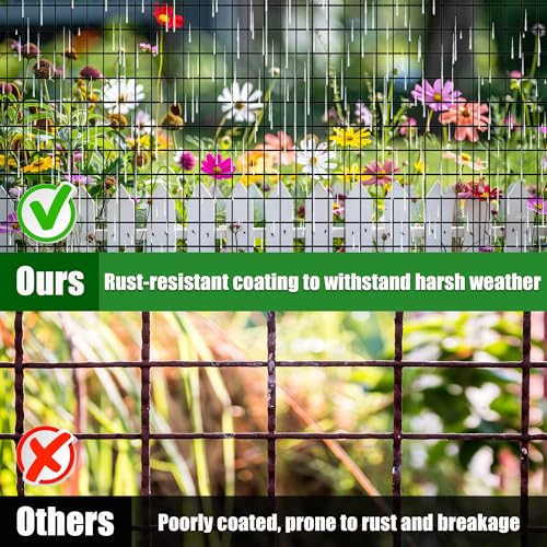 PVC Coated Welded Wire Fence 24" x 50' Roll, 2"x3" Mesh,15GA, Black | Vinyl Coated Mesh, Garden Border, Vegetable Plant Protector, Pet & Dog Enclosure, Chicken Coop Fencing, Plant Protection - size: 24in*50ft