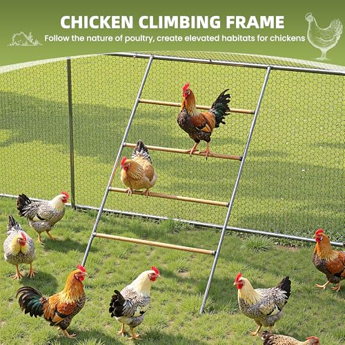 UDPATIO Large Metal Chicken Coop Walk in & Run– Heavy Duty Outdoor Poultry Run with Protective Cover for 15-25 Chickens, Ducks, or Rabbits | Predator-Proof & Weather-Resistant | Double Feed Door UV-Resistant Cover Heavy Duty Outdoor Cage for Bird Duck Rab