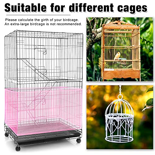 Shappy Large Bird Cage Seed Catcher,Bird Cage Cover Net Skirt Guard,Adjustable Soft Airy Mesh Net for Parrot Parakeet Macaw(118 x 15 Inch/ 300 x 37 cm,Light Pink) - color: Light Pink, size: 118 x 15 Inch/ 300 x 37 cm