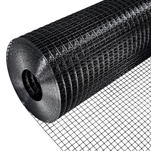 Hardware Cloth 1/4inch 48"x50' 23 Gauge Rabbit Cage, Snake Fence | Black PVC Coated Welded Wire Mesh Roll, Fencing Roll for Chicken Coop Barrier, Heavy Duty Metal Mesh with Square Grid - size: 1/4" x 1/4" 48" x 50'