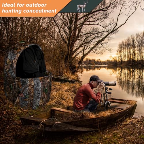 Hunting Chair Blind, 1/2 Man See Through Ground Blind, Camo Tent | Built-in Chair, Portable Blind, One-Way See Through, 1/2 Person, Camouflage, With Carrying Bag, Hunting Blind, Hunting Gear - style: 1 Person
