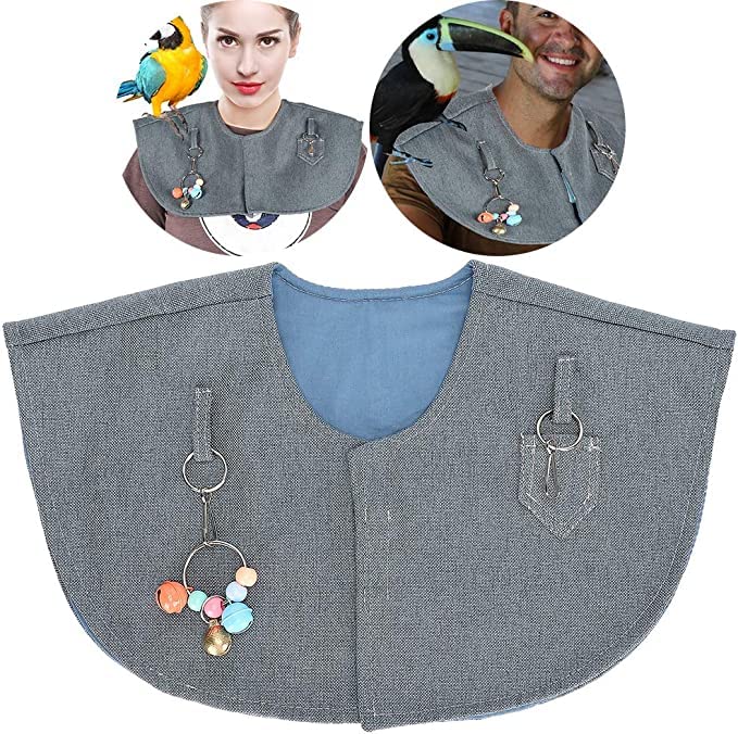 Parrot Anti-Scratch Bird Poop Shoulder Protector Birds Anklet Toys, Multi-Functional Bird Diaper Flight Suits Pee Pads Diaper Poop Shawl for Medium Cockatiel Parakeet Macaw (Shoulder Protector-Blue) - style: Shoulder Protector-Blue