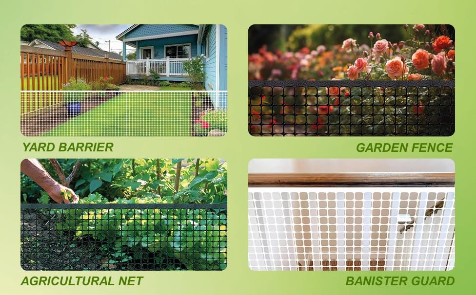 White Plastic Garden Fence, Hardware Mesh, 40'' x 25' | Reusable HDPE Fence for Landscape, Tree Guards, Balcony, Deck & Stair Railings, Poultry, Animal & Pet Barrier, Cut to Size - color: White, size: 40'' x 25'