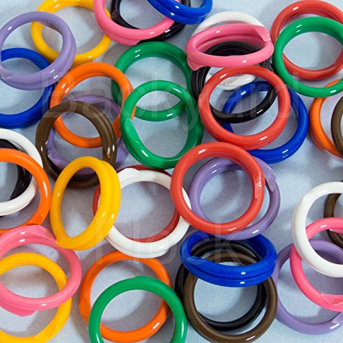 100 Pack Spiral Chicken Poultry Leg Bands Rings - #11 11/16" size - Yellow Color