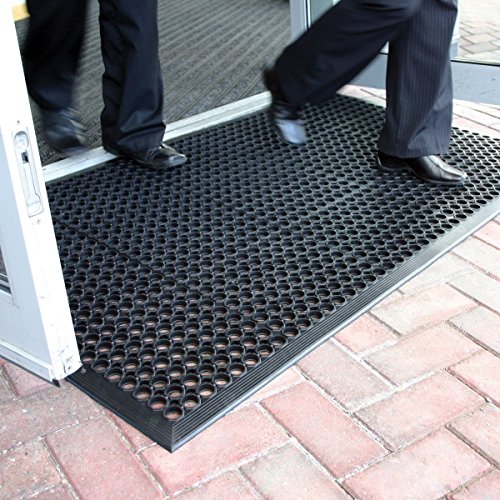 Lovinland Ourdoor Rubber Floor Mat for Outside Entrance 60"x35" | large heavy duty non-slip waterproof easy to clean drainage mat foot clean pad for pool,patio,wet,garage,front door