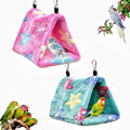 2 Pack Warm Bird Nest Plush Snuggle Bird Hammock Hanging Bird Cave Parrot Sleeping Bed Shed Hut Hanging Tent for Budgies Finch Parakeet Cockatiel Cockatoo Lovebird-Star Pattern (Pink&Green) - color: Pink&Green(Star)