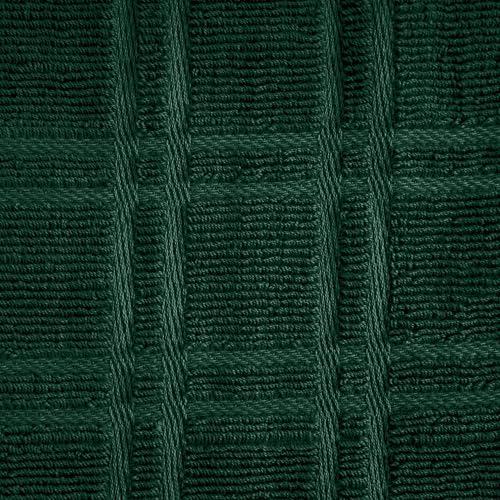 Blue Needles Hanging Kitchen Towels - Forest Green 100% Cotton Solid Kitchen Tie Towel, Set of 2 Hand Dish Cloth with Hanging Loops 9 x 17 Inches, Absorbent, Super Soft, and Fast Drying Home Essential - color: Forest Green