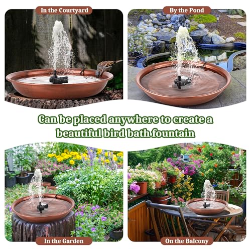 Bird Bath Fountain for Outside, Metal BirdBath Bowl with 8W Pump (Standing | 13.5" Garden Metal Bird Bath Bowl 2 Nozzles Adjustable Water Fountain for Backyard Patio Garden and Outdoor Water Features - style: Standing