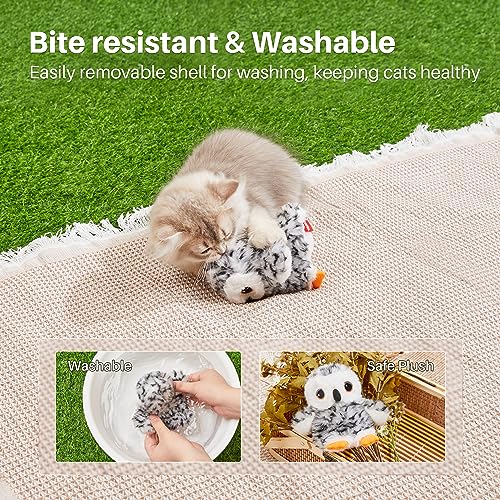 Potaroma Flapping Owl Cat Toys (No Flying), Lifelike Bird Chirp, Rechargeable Touch Activated Kitten Toy, Interactive Catnip Kicker Exercise Toys 4.0" for All Breeds | Rechargeable Touch Activated Kitten Toy, Interactive Catnip Kicker Exercise Toys 4.0 In