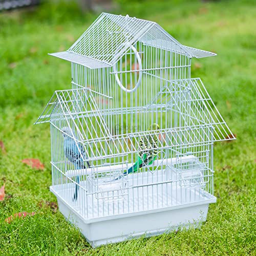 Small Bird Cage, 22-Inch Tall Hanging Cage with Removable Tray | Easy to carry and clean, ideal for temporary housing, camping and vet visits with parakeets, canaries, lovebirds and finches. - size: 13.5"L x 11.2"W x 22.0"H