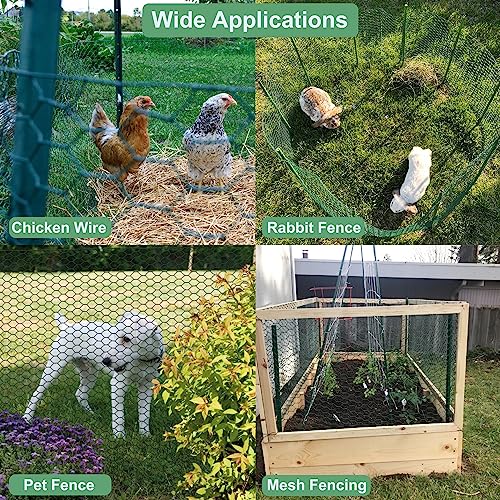 Mklsit Chicken Wire for Floral Arrangements, 15.7 x 157 Inches, Green | Floral Chicken Wire Mesh, PVC Coated, 0.6 Inch Hexagonal Galvanized Netting Fence for Crafts Poultry Garden Plants Protection - size: 15.7 x 157 Inches
