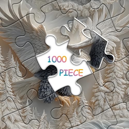 The Carved Eagle Jigsaw Puzzle 1000 Pieces, Majestic Bald Eagle Bird Puzzles for Adults,White Forest Art Nature Puzzle Animal, Unique Challenging Impossible Hard Puzzles - style: The Carved Eagle puzzle