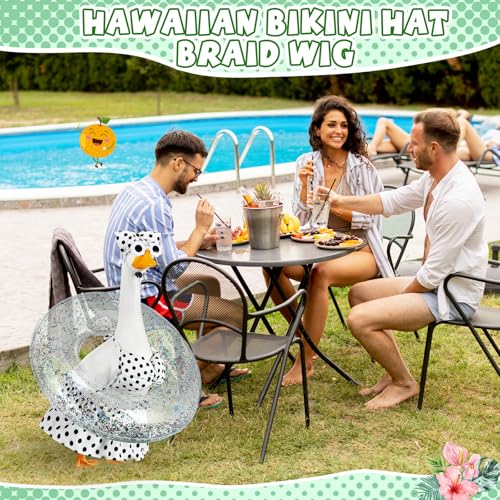 Bikini Porch Goose Outfits with Sunglasses and Swimming Tube for 23" Summer Goose Costume Garden Patio Statue Decor(Black Polka Dots) - style: Black Polka Dots
