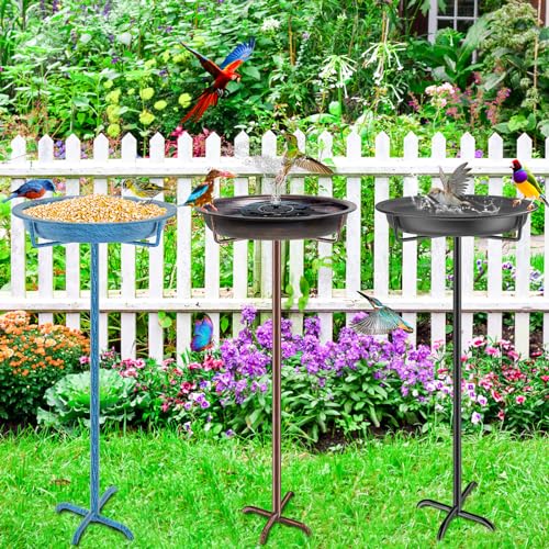 Metal Bird Bath for Outside Garden Birdbath Bowl, 36.2" Height Freestanding Bird Feeders for Outdoors with 4 Prongs Base Stake, Standing Birdfeeders for Yard Lawn Decor (Retro Copper) - color: Retro Copper