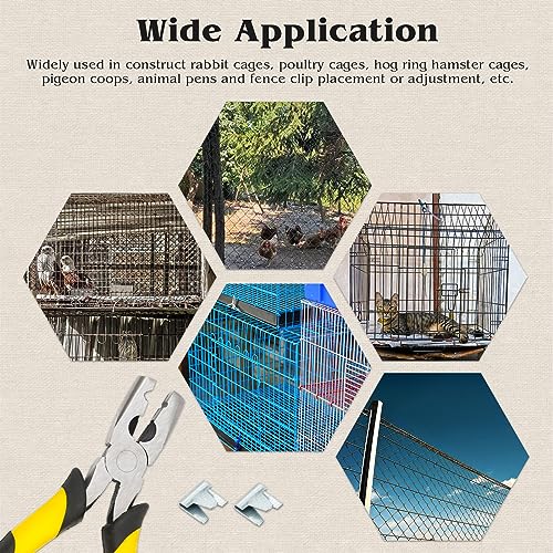 1500pcs Wire Cage Buckle Clips J Clips for Wire Cages with Pliers | Fasten Clips J Clips Snap Plier Tools for Chicken Cage，Heavy Duty, Save Effort and Sturdy, Widely Used