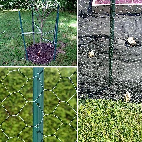 4 Feet Green, Pack of 10 Metal Fence Post, for 36 Inch High Garden Welded Wire Fence U-Channel Steel Garden Post Fence Stake - size: 4',10 PCS