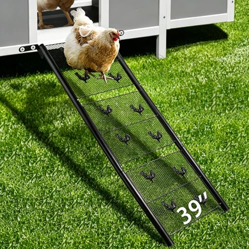 Chicken Coop Ramp, Chicken Ladder & Coop Accessories, Ladder Length Adjustable for Henhouse, Coop Steps for Feet Problem or Cannot Fly Chickens, Heavy Duty Sturdy,Corrosion-Resistant, and Waterproof