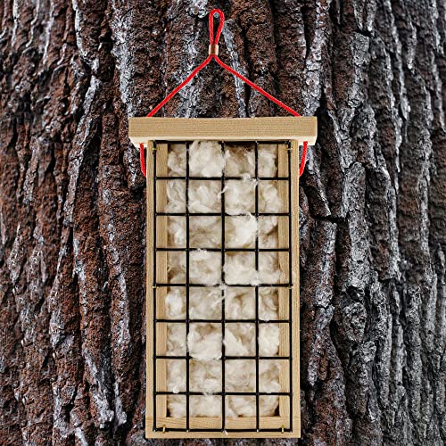 Uncle Dunkels Wooden Bird Nest Material Holder; Rustic Handmade Bird Nest Material Dispenser