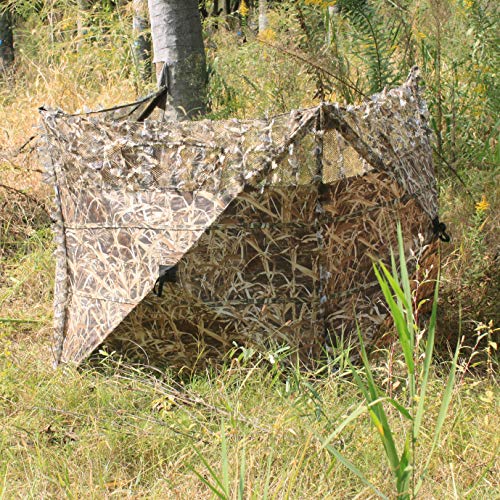 AUSCAMOTEK Pop Up Ground Blind for Deer Duck Turkey Hunting Portable Quick Setup Lightweight Green/Brown/Dry Grass Ground Peg Included - color: Dry Reed