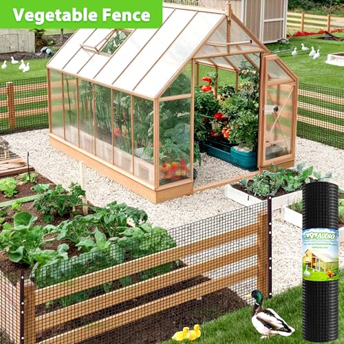 PVC Coated Welded Wire Fence,1 inch 48 in x 50 ft,Chicken Wire,Black Metal Fence Mesh Wire Roll,Garden Fencing Welded Wire Mesh for Pet Enclosures,Vegetable,Poultry and Agricultural Use - color: Black, size: 1"x1" 48inx50ft