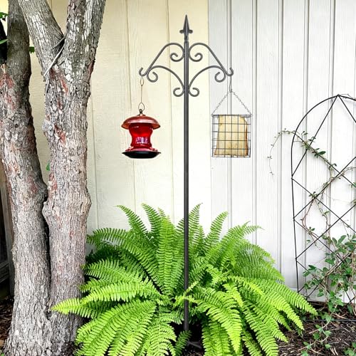 Bird Feeder Pole,Shepherds Hooks for Outdoors Heavy Duty,195cm Tall Hummingbird Feeder Stand Squirrel Proof,Bird House Pole and Hangers Feeding Station for Garden Wilds,1 Pack - size: 195cm -1 Pack