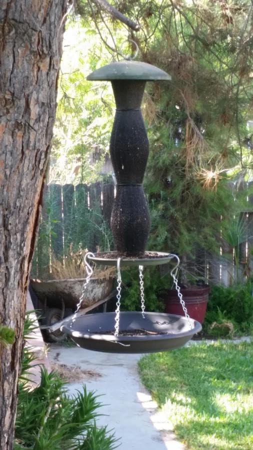 Bird Seed Catcher Tray and Platform Feeder with Adjustable Length Chains (12.5" Wide Black)