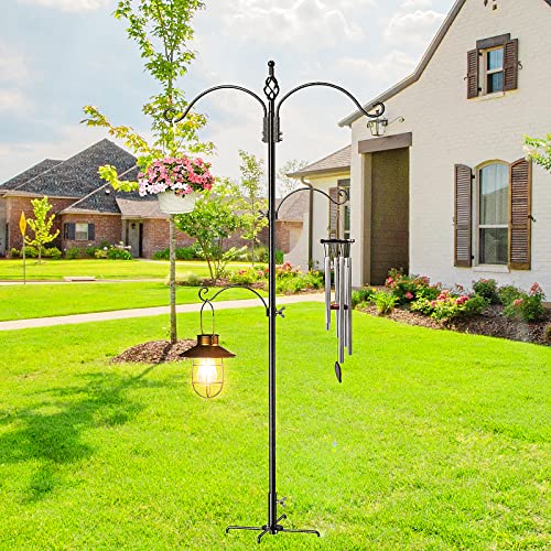 83 Inch Bird Feeder Pole Shepherd Hooks for Bird Feeders,Bird Feeding Station Kit with 5 Prongs Base Hummingbird Feeder Stand Hook for Outside - size: 83 Inch