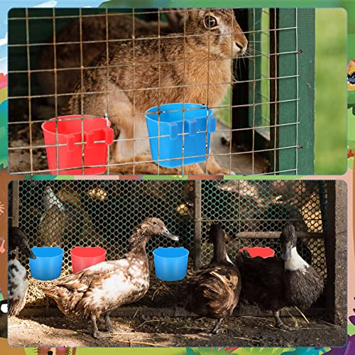 100 Pcs Cage Cups Chicken Feeder Cup 8 oz Hanging Bird Food Water Bowl Coop Bunny Cage Feeding Dish Game Fowl Supply for Poultry Pet Parrot Parakeet Rabbit Parakeet Pigeon(Red, Blue) - color: Red, Blue
