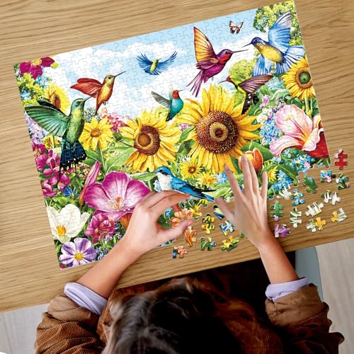 500 Pieces Puzzle for Adults - Summer Birds Garden Jigsaw Puzzle for Adults Teens,Recycled Cardboard Hummingbird Flowers Puzzle 500 Pieces,Challenging Game for Family Fun & Gift Idea,20.5 x 15 in - color: Birds Garden
