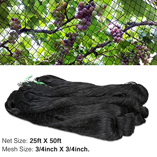 OGORI 25' x 50' Bird Netting Heavy Duty Nylon 3/4" Mesh Garden Netting Protect Fruit Trees, Plants and Vegetables - size: 25'×50'-3/4''