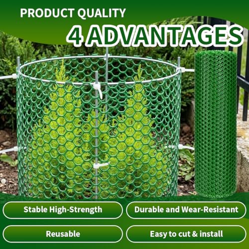 Green Plastic Chicken Wire 16in x 20ft,Garden Netting Fencing | Plastic Chicken Wire Mesh Fence,Barrier for Poultry,Animals,Pets and Balcony - color: Green, size: 16INx20FT