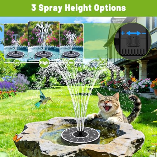 Solar Fountain with 3 Spray Height, Works in Shade, 3.5W Glass Solar Bird Bath Fountains with 2000mAh Battery and 4 Rotating Rods, 7 Nozzles, Outdoor Water Fountain Pump for Garden, Pool, Pond - color: White