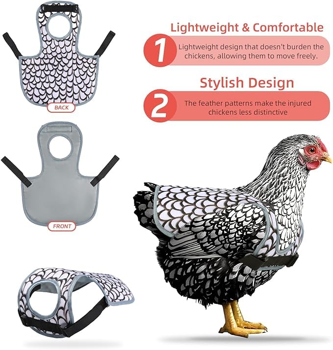 Chicken Saddles for hens, Chicken Hen Mating Saddle | Chicken Apron Back Protector for Hens With Adjustable Strap - color: White