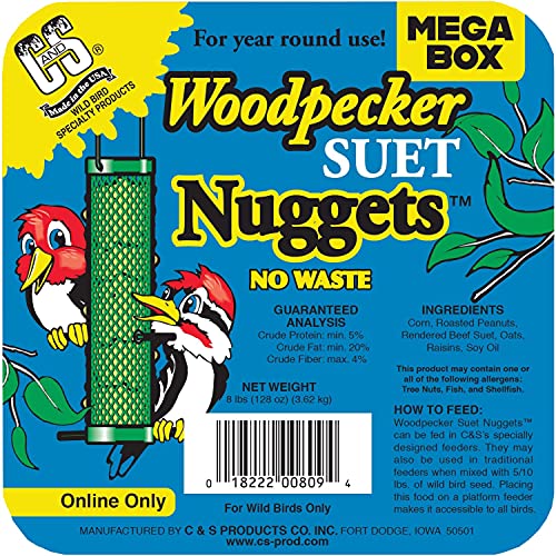 C&S Wild Bird Woodpecker Suet Nuggets Mega Box,8 Pounds,(Pack of 2) - size: 8 Pound (Pack of 2)