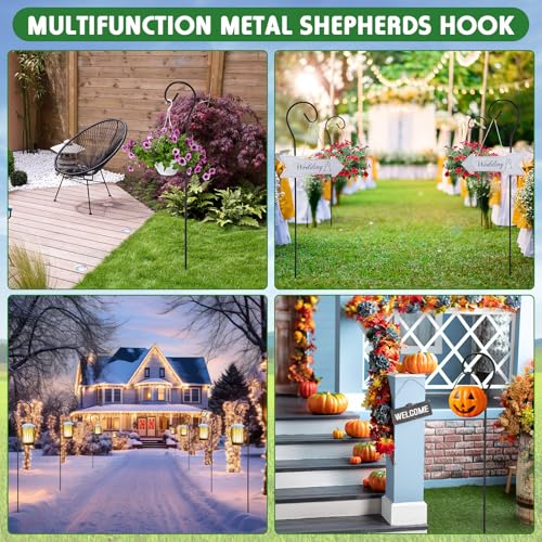 Hicarer 12 Pcs Shepherds Hooks for Outdoor 37 Inch Bird Feeder Pole Rust Resistant Steel Shepard Hooks for Wedding Garden Bird Feeders Hanging Lanterns Solar Outdoor Lights - size: 37 Inch