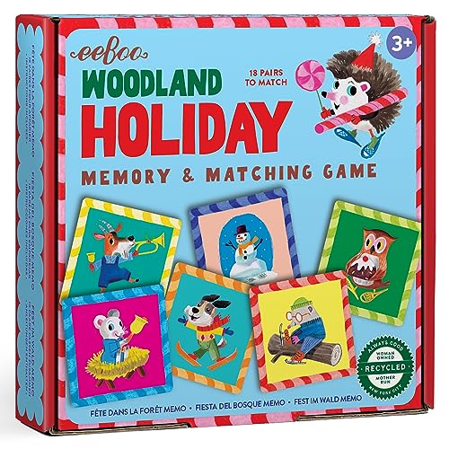 eeBoo: Memory & Matching Game- Woodland Holiday - 18 Themed Matching Pairs, Educational Preschool Game, Kids Ages 3+, 1-4 Players - style: Woodland Holiday