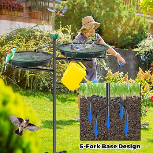 Metal Bird Bath for Outside, Vintage Freestanding Birdbaths Feeder Bowl, Stable & Easy to Clean Birdfeeder for Outdoors Garden Yard Lawn Decor (Retro Green) - color: Retro Green